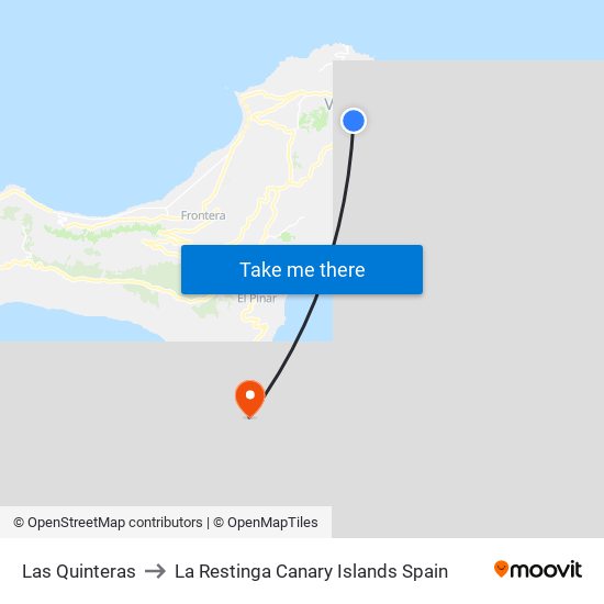 Las Quinteras to La Restinga Canary Islands Spain map