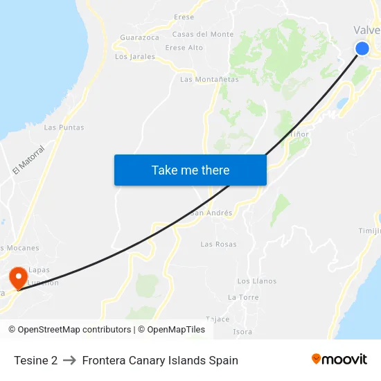 Tesine 2 to Frontera Canary Islands Spain map