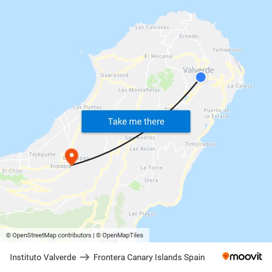 Instituto Valverde to Frontera Canary Islands Spain map