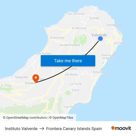 Instituto Valverde to Frontera Canary Islands Spain map