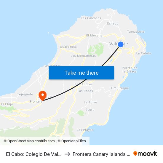 El Cabo:  Colegio De Valverde to Frontera Canary Islands Spain map