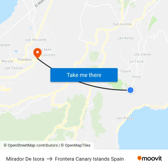 Mirador De Isora to Frontera Canary Islands Spain map