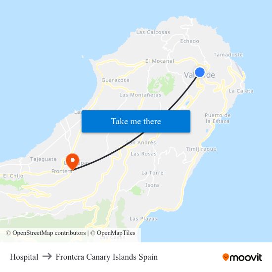Hospital to Frontera Canary Islands Spain map