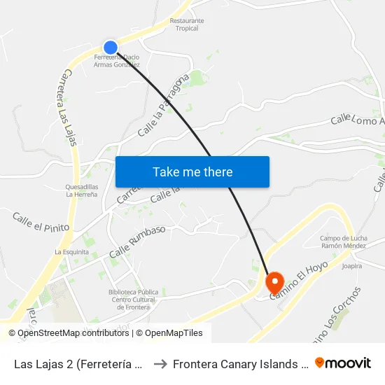 Las Lajas 2 (Ferretería Dacio) to Frontera Canary Islands Spain map