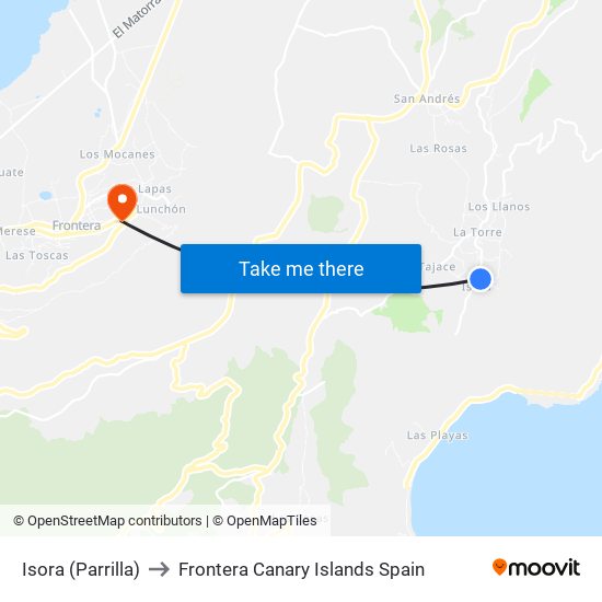 Isora (Parrilla) to Frontera Canary Islands Spain map