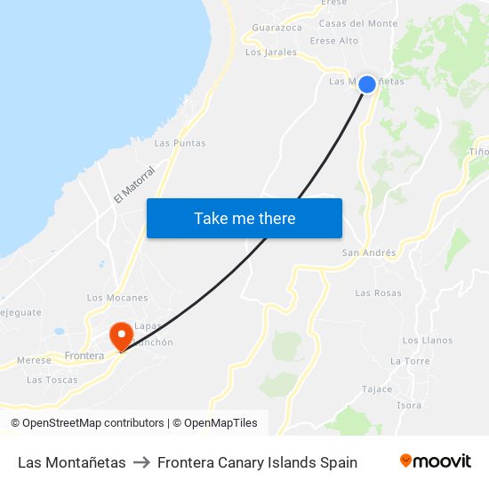 Las Montañetas to Frontera Canary Islands Spain map