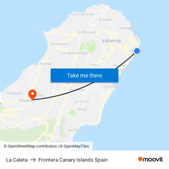 La Caleta to Frontera Canary Islands Spain map