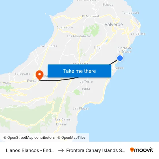 Llanos Blancos - Endesa to Frontera Canary Islands Spain map