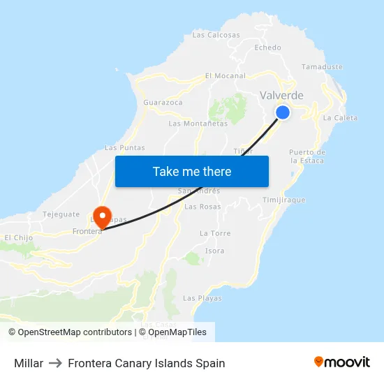 Millar to Frontera Canary Islands Spain map