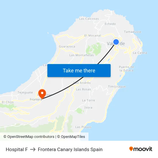 Hospital F to Frontera Canary Islands Spain map
