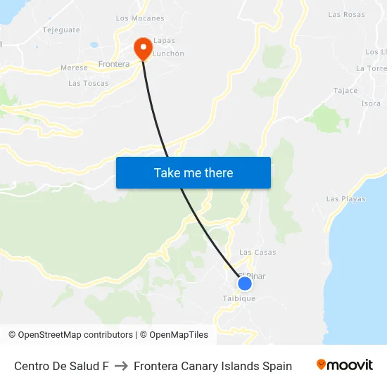 Centro De Salud F to Frontera Canary Islands Spain map