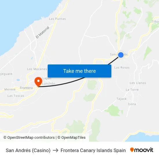 San Andrés (Casino) to Frontera Canary Islands Spain map