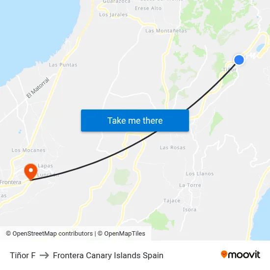 Tiñor F to Frontera Canary Islands Spain map