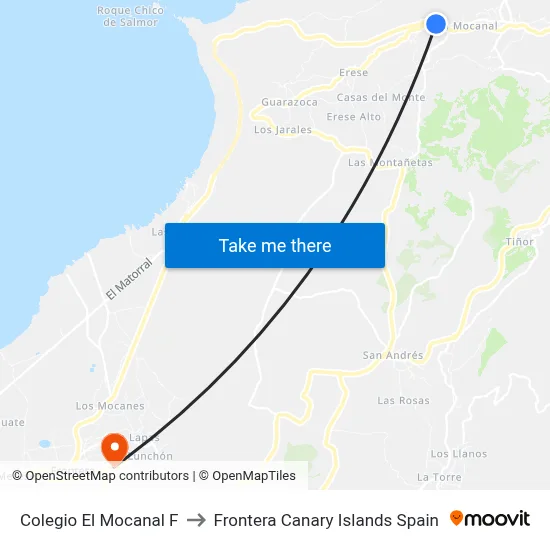 Colegio El Mocanal F to Frontera Canary Islands Spain map