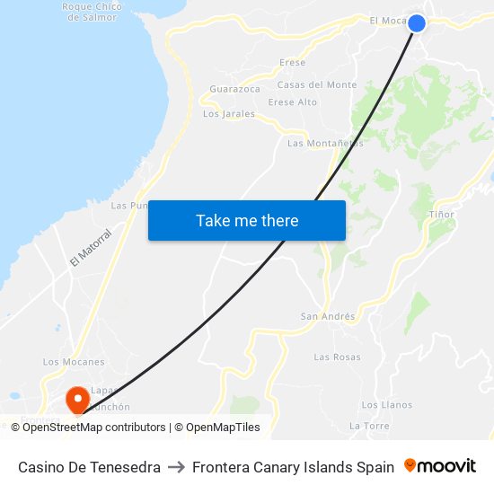 Casino De Tenesedra to Frontera Canary Islands Spain map