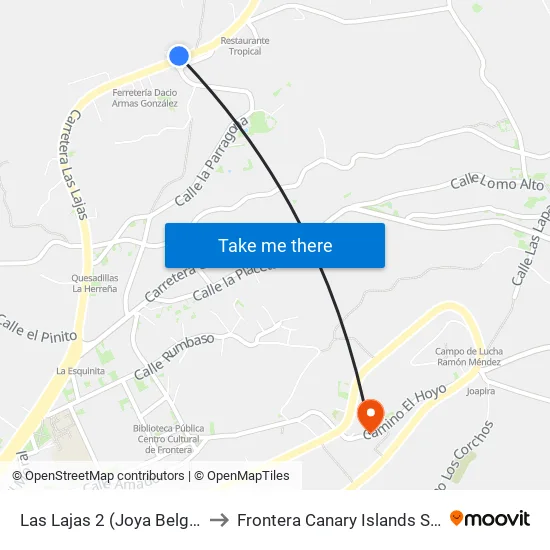 Las Lajas 2 (Joya Belgara) to Frontera Canary Islands Spain map