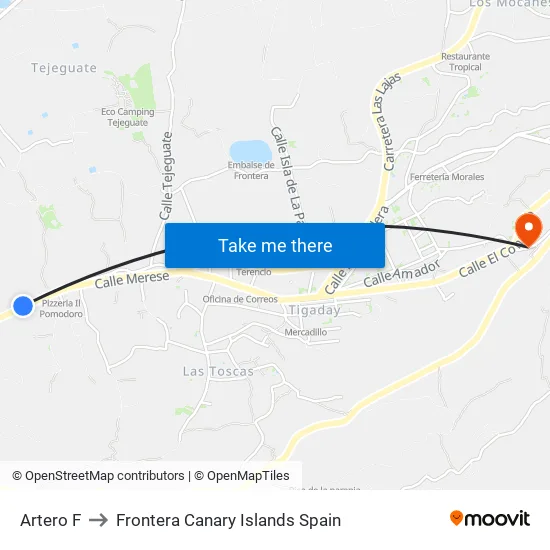 Artero F to Frontera Canary Islands Spain map