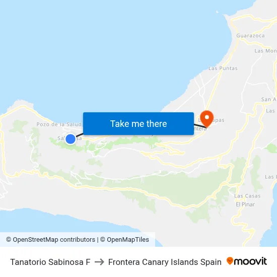 Tanatorio Sabinosa F to Frontera Canary Islands Spain map