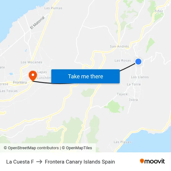La Cuesta F to Frontera Canary Islands Spain map