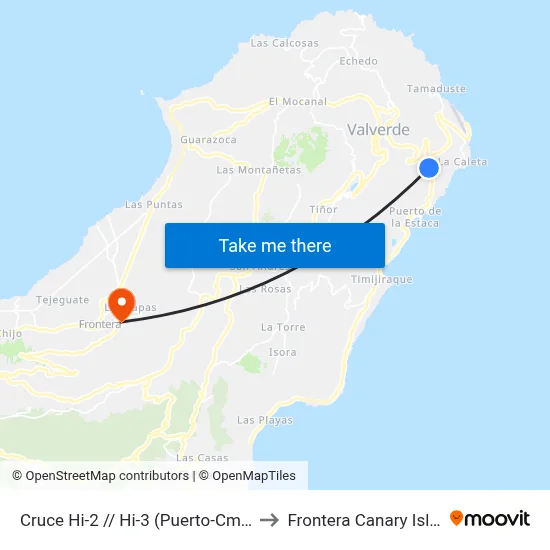 Cruce  Hi-2 // Hi-3 (Puerto-Cmno. La Caleta) F to Frontera Canary Islands Spain map