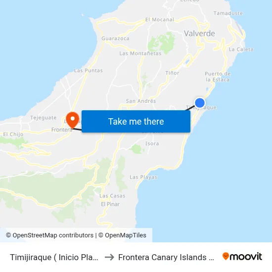 Timijiraque ( Inicio Playa) F to Frontera Canary Islands Spain map