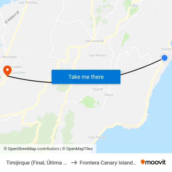 Timijirque  (Final, Última Casa) F to Frontera Canary Islands Spain map