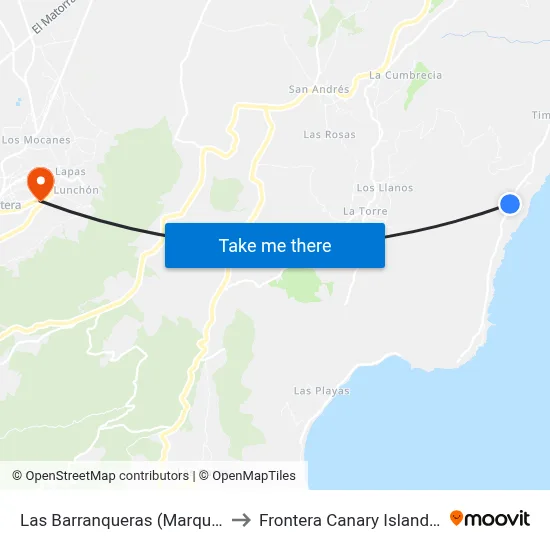 Las Barranqueras (Marquesina) F to Frontera Canary Islands Spain map