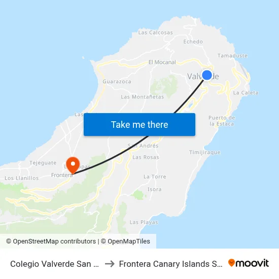 Colegio Valverde San Luis to Frontera Canary Islands Spain map