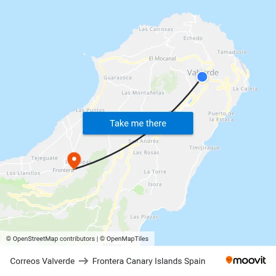 Correos Valverde to Frontera Canary Islands Spain map