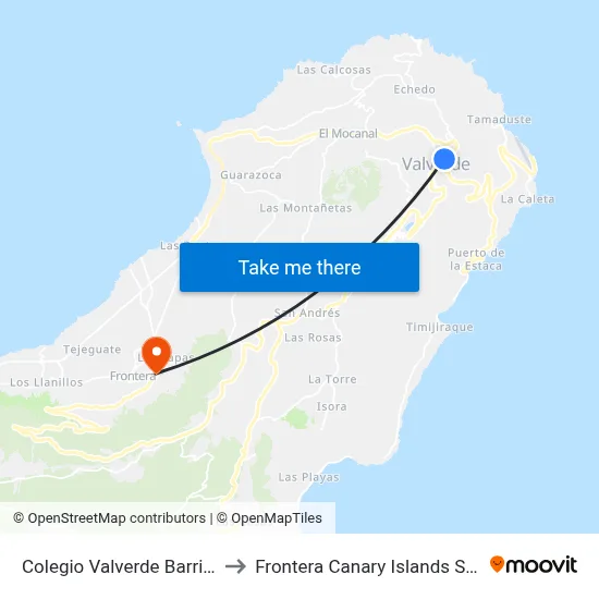 Colegio Valverde Barriada to Frontera Canary Islands Spain map
