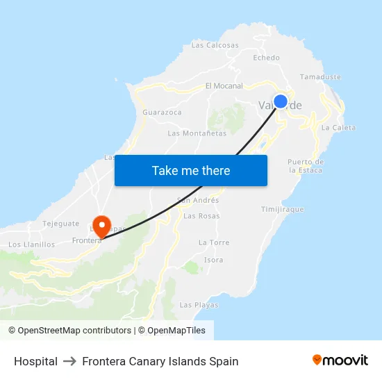 Hospital to Frontera Canary Islands Spain map