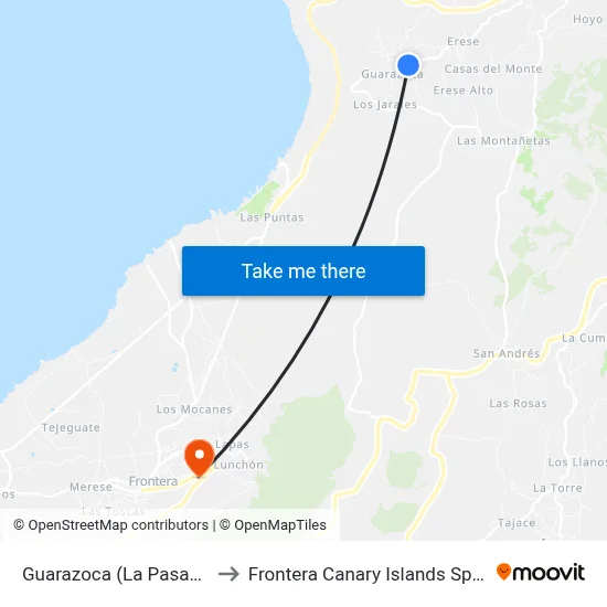 Guarazoca (La Pasada) to Frontera Canary Islands Spain map