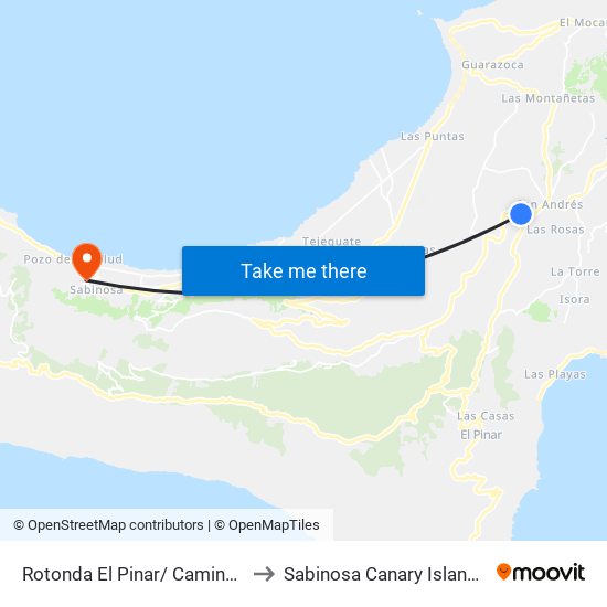 Rotonda El Pinar/ Camino Jinama to Sabinosa Canary Islands Spain map