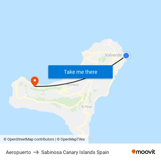 Aeropuerto to Sabinosa Canary Islands Spain map