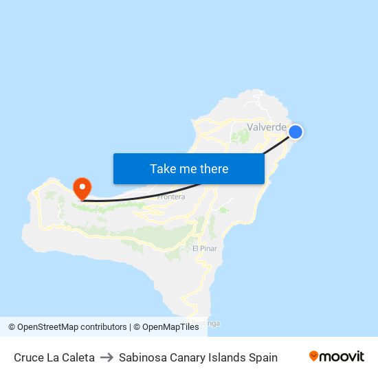 Cruce La Caleta to Sabinosa Canary Islands Spain map