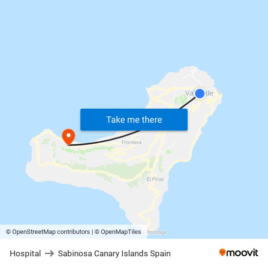 Hospital to Sabinosa Canary Islands Spain map