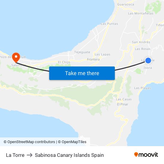 La Torre to Sabinosa Canary Islands Spain map