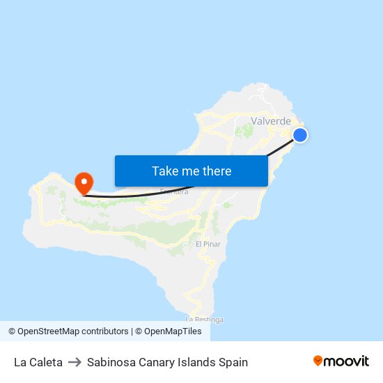 La Caleta to Sabinosa Canary Islands Spain map