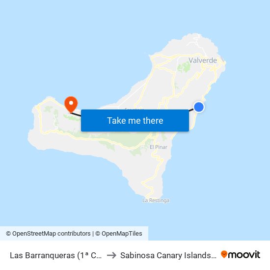 Las Barranqueras (1ª Casa) F to Sabinosa Canary Islands Spain map