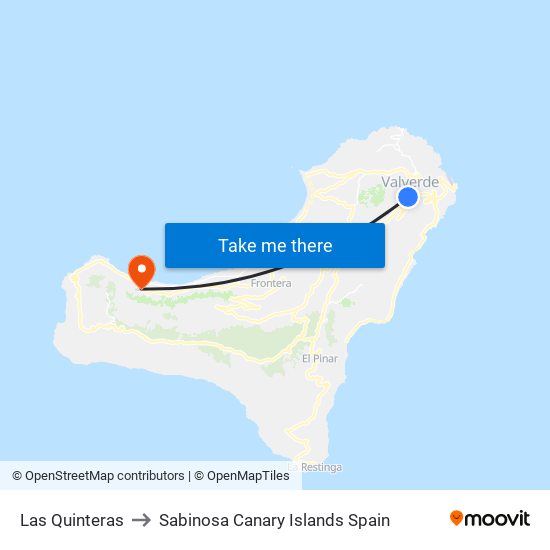 Las Quinteras to Sabinosa Canary Islands Spain map