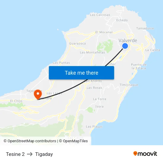 Tesine 2 to Tigaday map