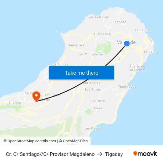 Cr. C/ Santiago//C/ Provisor Magdaleno to Tigaday map