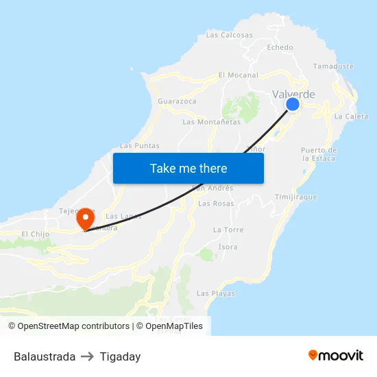 Balaustrada to Tigaday map