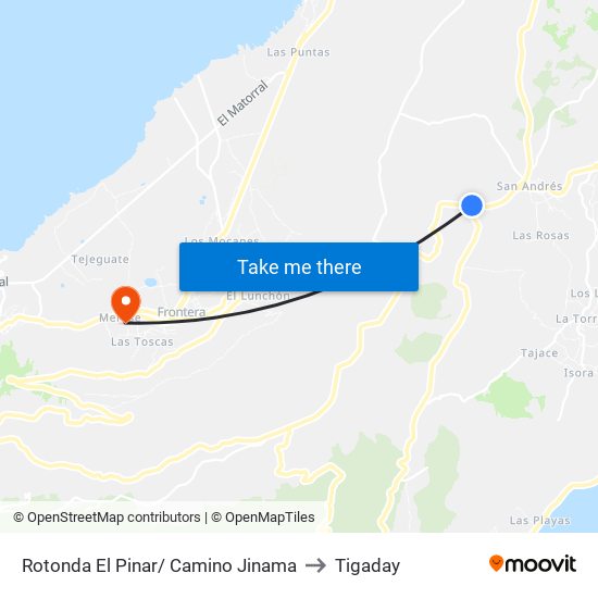 Rotonda El Pinar/ Camino Jinama to Tigaday map