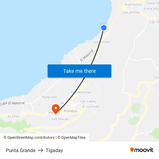 Punta Grande to Tigaday map