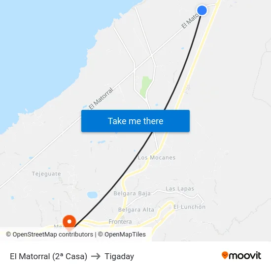 El Matorral (2ª Casa) to Tigaday map