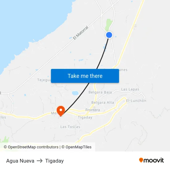Agua Nueva to Tigaday map
