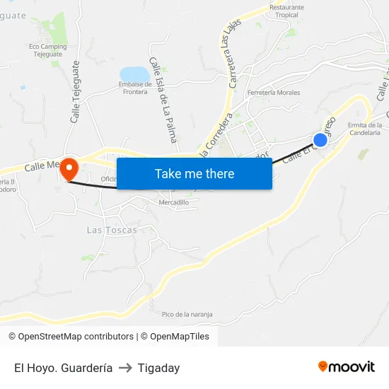 El Hoyo. Guardería to Tigaday map