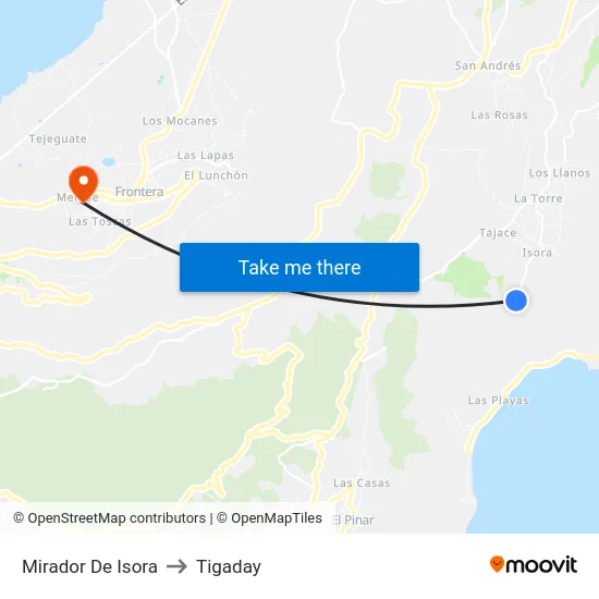Mirador De Isora to Tigaday map