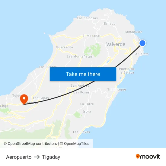 Aeropuerto to Tigaday map